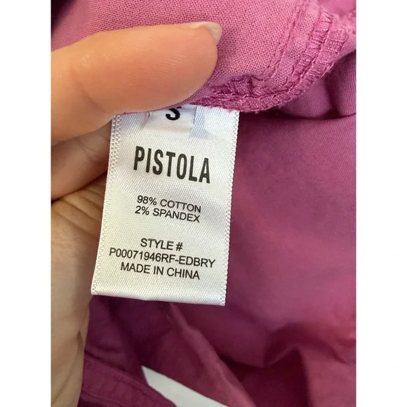 Pistola Grover Short Sleeve Utility Romper Elderberry Pink Cotton Zip Front S - Picture 3 of 6